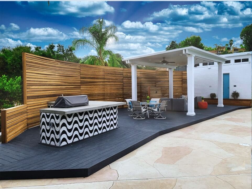Deck, Outdoor Kitchen, Custom Fence, Deck
