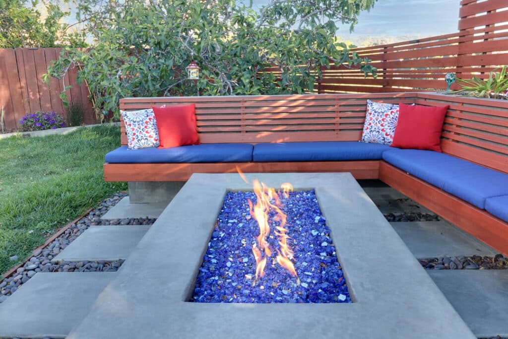 Rectangular Fire Pit with Seating Area